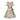 Beige satin flower girl dress featuring intricate embroidery, a bow at the back, and a sophisticated day dress design suitable for formal occasions.
