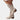 Beige suede knee-high cowboy boots for women being worn, showcasing the boots' breathable material and stylish design. The image focuses on the lower body, highlighting the knee, thigh, and foot areas.