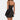 Black satin backless mini dress with adjustable straps, featuring a sleek sheath silhouette and elegant design suitable for evening wear.
