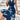 Blue floral V-neck wrap midi dress featuring short sleeves and a cinched waist, styled for summer party wear.