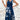 Blue floral V-neck wrap midi dress with short sleeves and cinched waist, designed for summer parties.