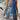 Bohemian Floral Sleeveless V-Neck Blue Summer Dress with a fitted waist and vibrant floral pattern.