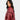 Burgundy oversized leather bomber jacket worn by a female fashion model, showcasing trendy fall outerwear with a stylish collar and long sleeves.