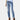 Women's light wash denim distressed ripped skinny jeans showcasing a fashionable design with visible rips and wear patterns on the thighs and knees, fitted through the legs, highlighting the waist and leg contours.