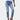 Women's light wash denim distressed ripped skinny jeans featuring a fitted silhouette with visible rips and frayed hems, styled with white shoes and a blue tartan-patterned top, highlighting the knee and leg areas.