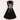 Elegant black floral dirndl dress with pink ribbon, featuring a fitted bodice, decorative ties, and a full skirt; designed for Oktoberfest with short sleeves and intricate floral patterns.