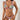 Woman wearing Ethnic Print Floral Bikini with vibrant bohemian design, posing at the beach; showcasing the swimsuit top and bottom with floral patterns perfect for summer fashion.