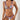 A woman wearing an ethnic print floral bikini with vibrant bohemian patterns, showcasing a fashionable summer swimwear look. Her hair is styled naturally, and she stands confidently, highlighting the swimsuit top and bottom.