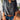 Floral Boho Chic Women's Blouse with long sleeves and a mandarin collar, shown paired with denim jeans.