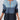 A gradient blue women's zip-front ribbed knit ombre sweater, featuring long sleeves and a fitted design, displayed against a white background.