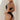 A woman wearing a high-waisted black bikini set, stylish and supportive swimwear designed for curvy figures.