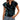 A women's summer blouse featuring a leaf print design with a V-neck and sleeveless style in shades of azure and grey.