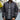 Men's black bomber jacket in dark grey, featuring a lightweight fabric suitable for urban streetwear, shown on a model wearing size 5XL. The jacket includes classic elements like a ribbed collar, cuffs, and waistband, along with a full-length zipper front.