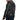 Men's black leather bomber jacket with detachable hood, featuring a sleek design with a prominent collar and full-length sleeves.