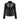 Men's black quilted moto jacket made from premium leather featuring a classic biker style with a structured collar and full-length sleeves.