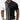 Men's black and white striped polo shirt with short sleeves and button-up front, displayed on a model with focus on the shoulder and arm areas, highlighting the casual fit and design.