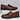 Men's slip-on blue leather loafers featuring a sleek metal buckle, designed as dress shoes for formal occasions.