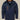 Men's dark blue hooded winter jacket with multiple pockets and water-resistant fabric, featuring long sleeves and a high collar.