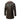 Men's dark brown leather coat featuring a shearling collar, long sleeves, and a tailored fit.