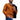 Men's mustard cable knit V-neck wool sweater in orange, size XL, featuring long sleeves and a textured pattern.