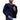 Men's marine blue cable knit V-neck wool sweater in XL size, featuring detailed knit patterns and long sleeves, worn by a model showcasing the sweater with one hand raised near the shoulder area.