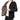 Men's reversible winter jacket in black and brown faux fur, featuring a long overcoat design, full sleeves, and a wide collar.