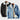 Men's blue denim trucker jacket featuring a sherpa-lined interior, fleece collar, long sleeves, and button closure, showcasing a vibrant electric blue color and classic denim pattern.