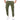 Men's green slim fit tapered cargo pants with pockets, worn by a person, showcasing the leg and thigh area, paired with white footwear.