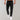 Men's slim fit black joggers with zipper pockets, designed for gym and casual wear, displayed on a model.