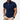 Men's slim fit black striped zipper polo shirt in marine blue, featuring short sleeves and a stylish summer fashion design, displayed on a mannequin or model wearing a size 3XL.