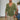 Men's slim fit V-neck thermal knit sweater in green, size XL, featuring long sleeves and worn by a person with a beard and wearing eyewear.