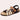 Men's two-tone leather sandals featuring an adjustable strap, cork sole, and a combination of brown and beige colors.