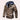 Men's vintage distressed bomber style leather jacket in light brown with a hood, featuring long sleeves, a collar, button details, and pockets.