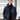 Navy blue men's double-breasted waxed jacket with a high collar, shown in dark blue color, size XL, styled as a winter coat with a formal design.