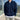 Navy blue men's ribbed zip-up sweater in size 2XL, featuring a cozy fall fashion design with a high neckline and long sleeves.