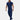 Navy blue men's short sleeve jumpsuit featuring a zip front and casual utility style, with a structured collar, fitted waist, and knee-length design.