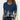 Navy floral V-neck button sweatshirt for women featuring a botanical print, long sleeves, and a comfortable fit.