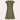 Olive green knee-length A-line dress made of linen with a V-neck and short sleeves.