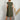 Olive green women's casual summer midi dress with short sleeves and a crew neck, highlighting a fitted waist and a comfortable, relaxed silhouette.