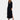 Women's Black V-Neck Long Sleeve Midi Dress in a casual sheath style, featuring a form-fitting design with a defined waist and a thigh-length cut.
