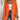 An oversized orange chunky knit off-shoulder cardigan for women, shown in size XL, highlighting its wide sleeve and distinctive off-shoulder design.