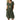 Oversized tunic dress in army green, casual loose fit with short sleeves, scoop neck, and pockets, size 5XL. Model standing.