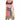 Pink asymmetrical stripe maxi dress with bold multicolor chic design, featuring a one-piece garment style with a stylish collar, sleeve detailing, and a flattering waistline. The dress has a fashionable length that reaches the knees and showcases a vibrant magenta hue.