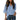 Blue chiffon V-neck blouse with batwing sleeves and a loose fit, styled for summer, displayed on a mannequin with focus on textile details.