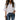 Pink chiffon v-neck blouse with batwing sleeves and loose fit, shown in size 3XL, styled with jeans.