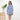 A blue XL corduroy A-line mini shirt dress featuring ruffled sleeves, tailored waist, and knee-length hem.