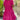 Pink cotton ruffle tiered midi dress with short sleeves, featuring a casual summer style, displayed with vibrant pink and purple hues.