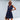A sleeveless marine blue mini dress with a V-neck and tiered design, suitable for summer fashion.