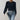 Pleated navy women's blouse in a purple-blue color, featuring long sleeves, vertical stripes, and a comfortable fit suitable for office wear, shown in size XL.
