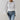Pleated navy women's blouse with long sleeves and vertical stripe pattern, featuring a tailored fit ideal for office wear.